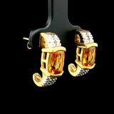 18k Yellow Gold Citrine and Diamond Huggie Earrings