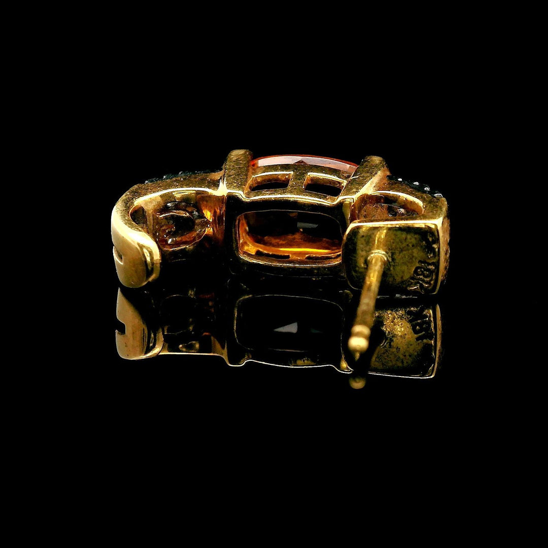 18k Yellow Gold Citrine and Diamond Huggie Earrings