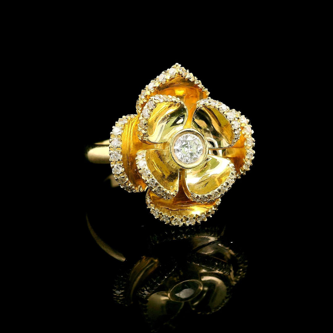 14k Yellow Gold and 0.50cttw Diamond Ladies Floral Ring Size 6.5