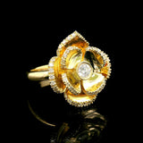 14k Yellow Gold and 0.50cttw Diamond Ladies Floral Ring Size 6.5