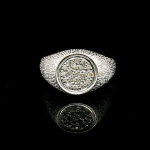 14k White Gold and Diamond Men's Vintage Ring Size 10