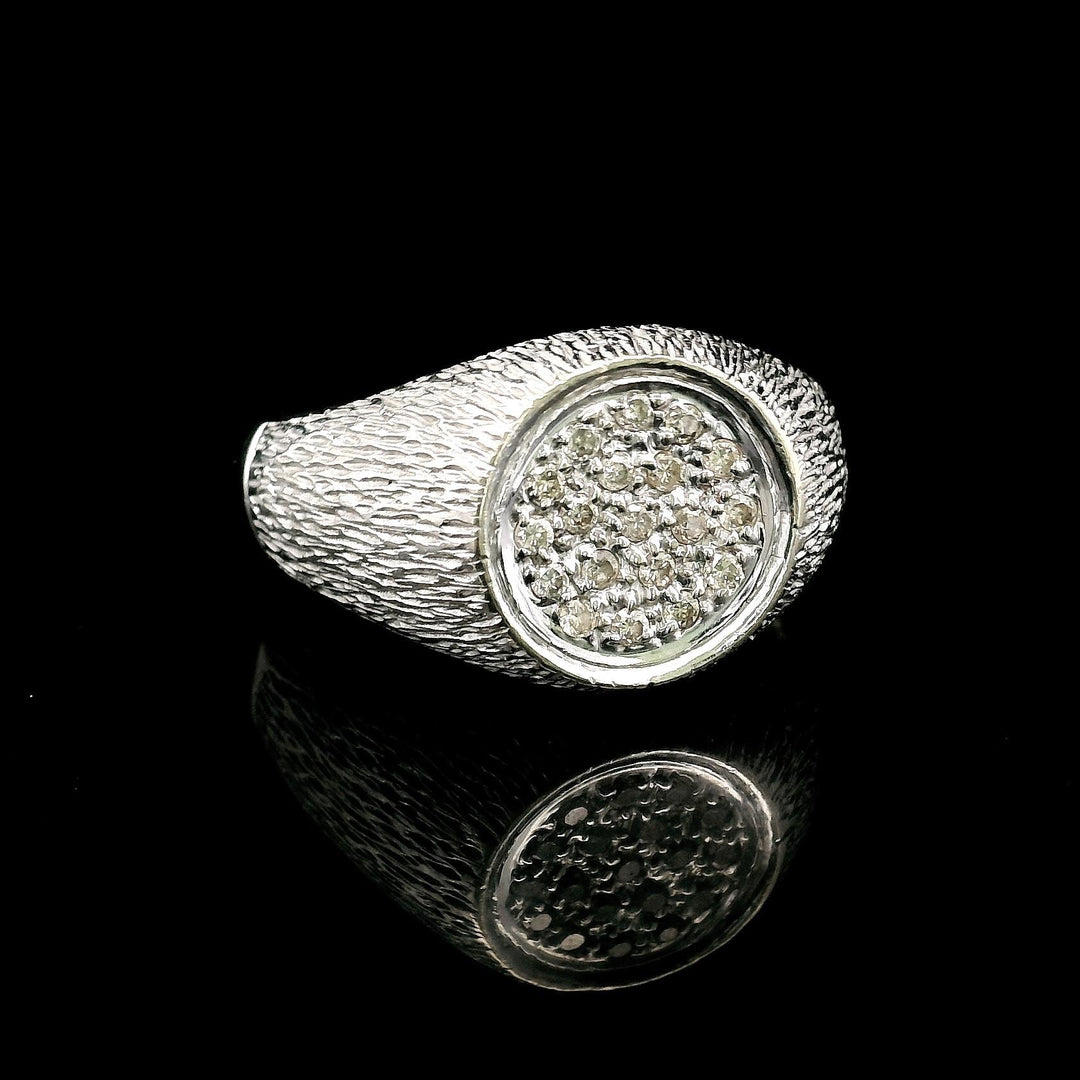 14k White Gold and Diamond Men's Vintage Ring Size 10