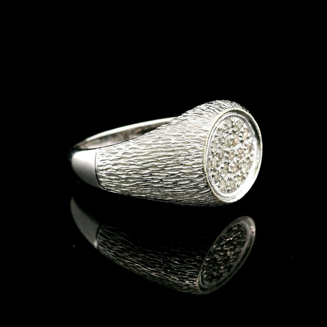 14k White Gold and Diamond Men's Vintage Ring Size 10