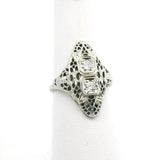18k White Gold and Diamond Ladies Vintage Filigree Ring Size 5.75