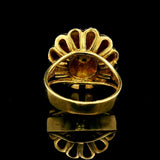 18k Yellow Gold Pink Sapphire and Diamond Vintage Floral Ring Size 6.5