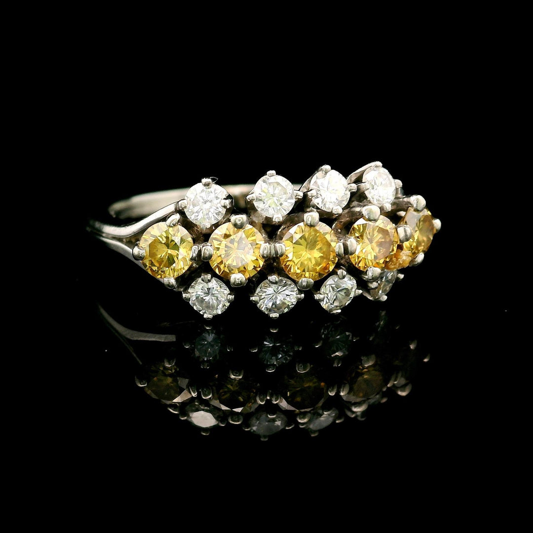 18k White Gold and 1cttw White and Yellow Diamond Ladies Ring Size 7.75