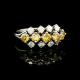 18k White Gold and 1cttw White and Yellow Diamond Ladies Ring Size 7.75
