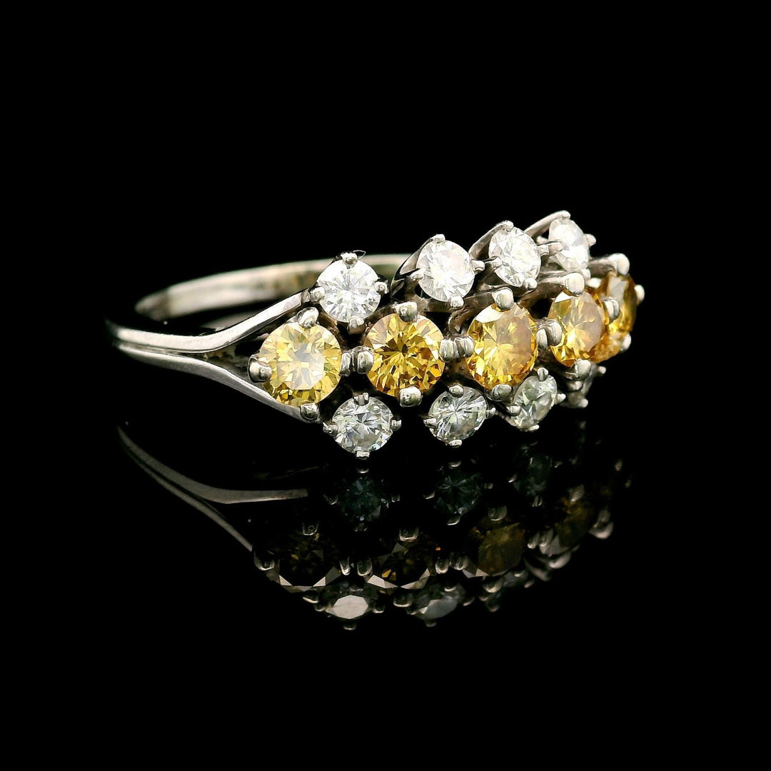 18k White Gold and 1cttw White and Yellow Diamond Ladies Ring Size 7.75