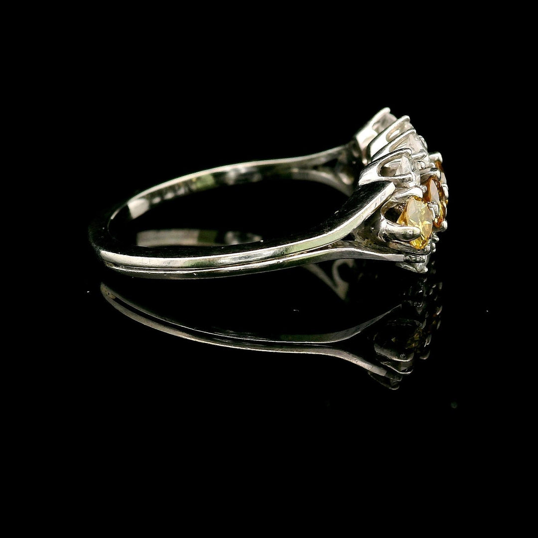 18k White Gold and 1cttw White and Yellow Diamond Ladies Ring Size 7.75