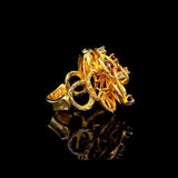 14k Yellow Gold Amethyst and Diamond 8.6g Woven Ladies Ring Size 6