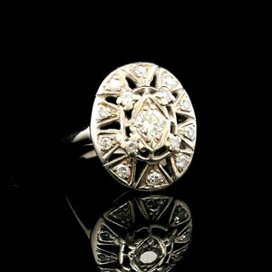 14k White Gold and 0.50cttw Diamond Ladies Intricate Ring Size 5
