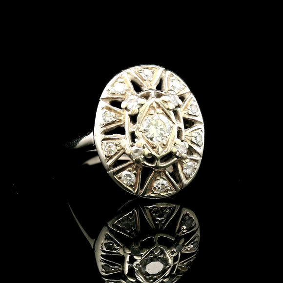 14k White Gold and 0.50cttw Diamond Ladies Intricate Ring Size 5