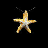 14k Yellow Gold and Diamond 3.7g Vintage Starfish Pendant