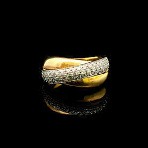 18k Yellow Gold and 0.50cttw Diamond Solid Crossover Band Ring Size 8