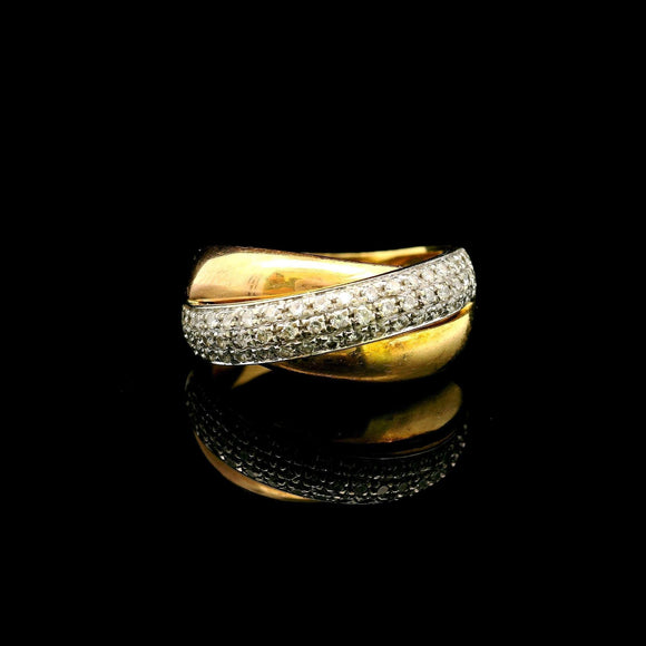 18k Yellow Gold and 0.50cttw Diamond Solid Crossover Band Ring Size 8