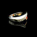 18k Two Tone Gold Spessartite Garnet and Diamond Ring Size 9