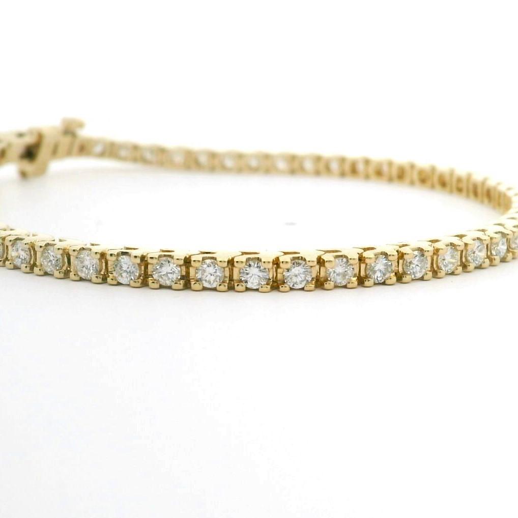 14k Yellow Gold and 2.5cttw Natural Diamond Tennis Bracelet 7"