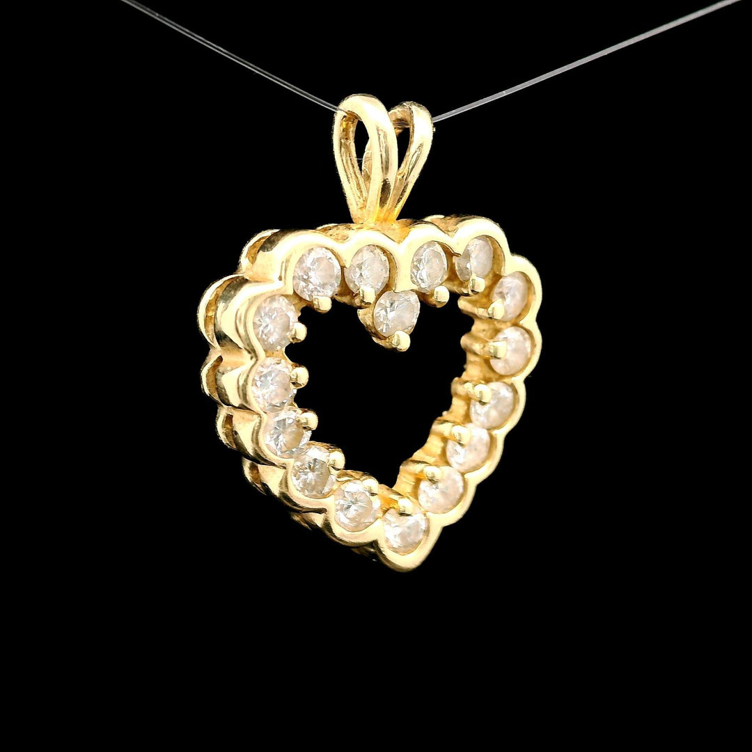 14k Yellow Gold and 1cttw Diamond Heart Pendant