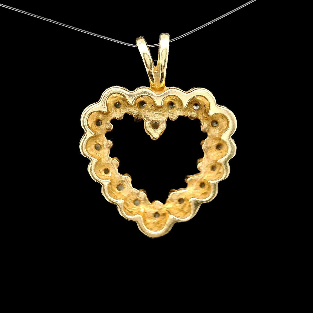 14k Yellow Gold and 1cttw Diamond Heart Pendant