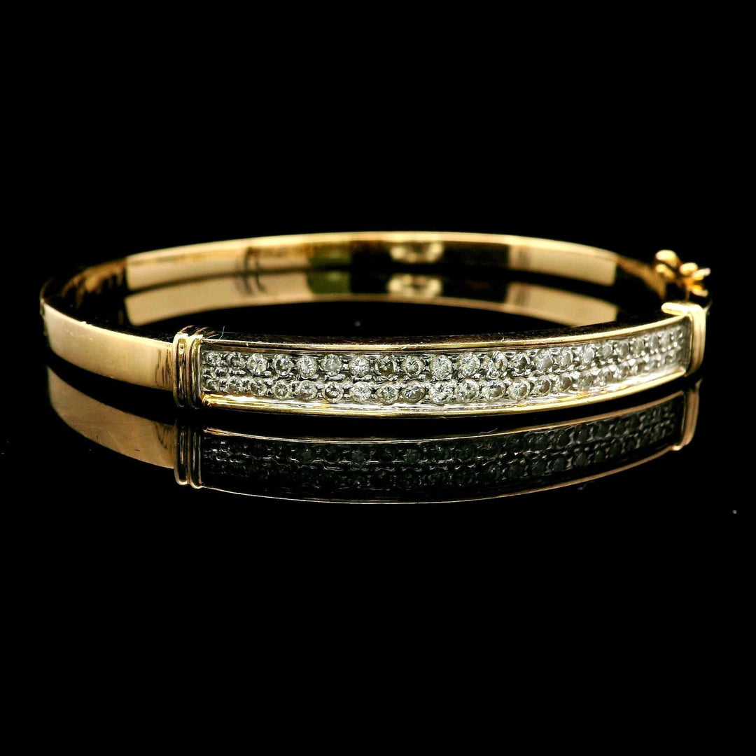 18k Yellow Gold and 0.77cttw Diamond Bangle Bracelet 6.5"