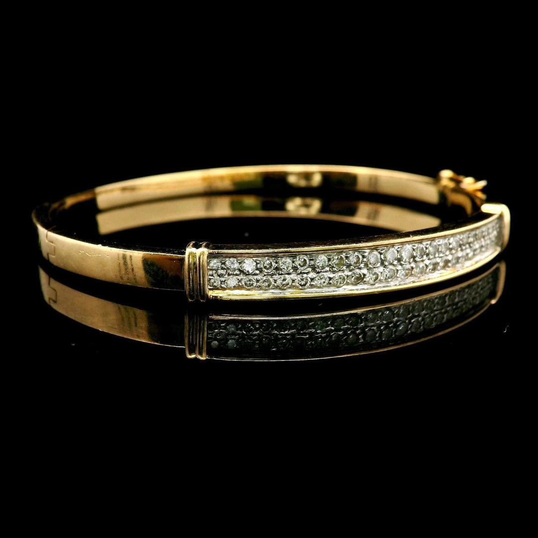 18k Yellow Gold and 0.77cttw Diamond Bangle Bracelet 6.5"