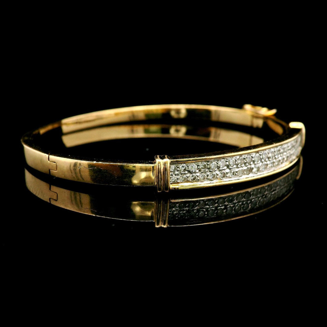 18k Yellow Gold and 0.77cttw Diamond Bangle Bracelet 6.5"