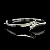 14k White Gold and Diamond 14.6g Solid Bypass Bangle Bracelet 7"