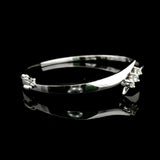 14k White Gold and Diamond 14.6g Solid Bypass Bangle Bracelet 7"
