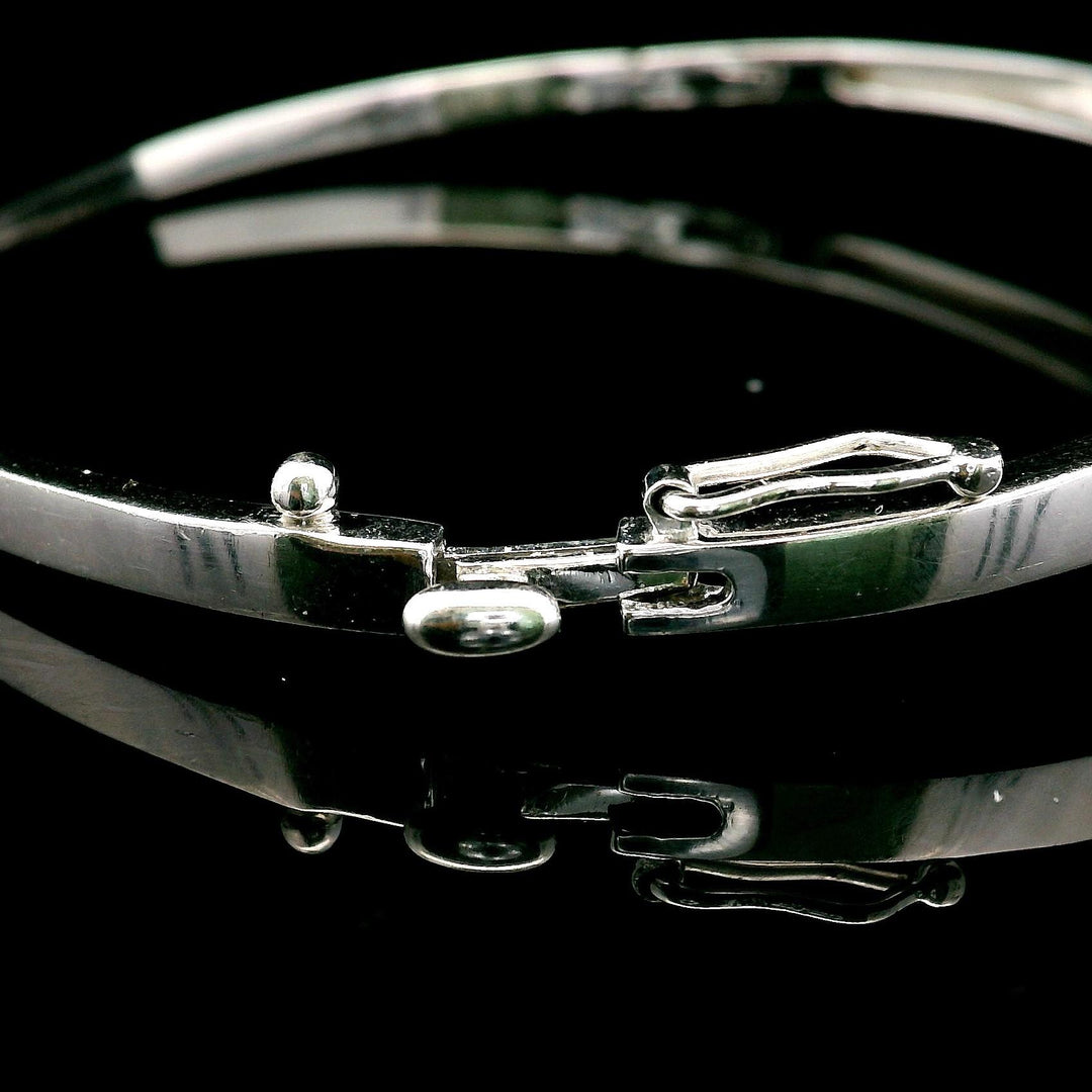 14k White Gold and Diamond 14.6g Solid Bypass Bangle Bracelet 7"
