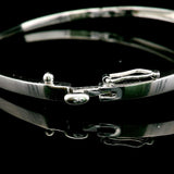 14k White Gold and Diamond 14.6g Solid Bypass Bangle Bracelet 7"