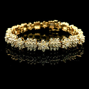 14k Yellow Gold and 5.5cttw Diamond Vintage 25.5g Snowflake Link Bracelet 7"