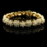 14k Yellow Gold and 5.5cttw Diamond Vintage 25.5g Snowflake Link Bracelet 7"