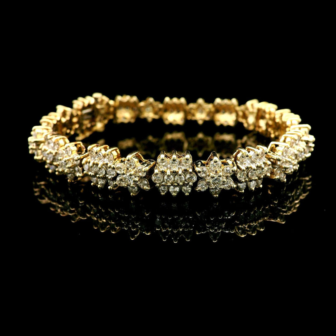 14k Yellow Gold and 5.5cttw Diamond Vintage 25.5g Snowflake Link Bracelet 7"