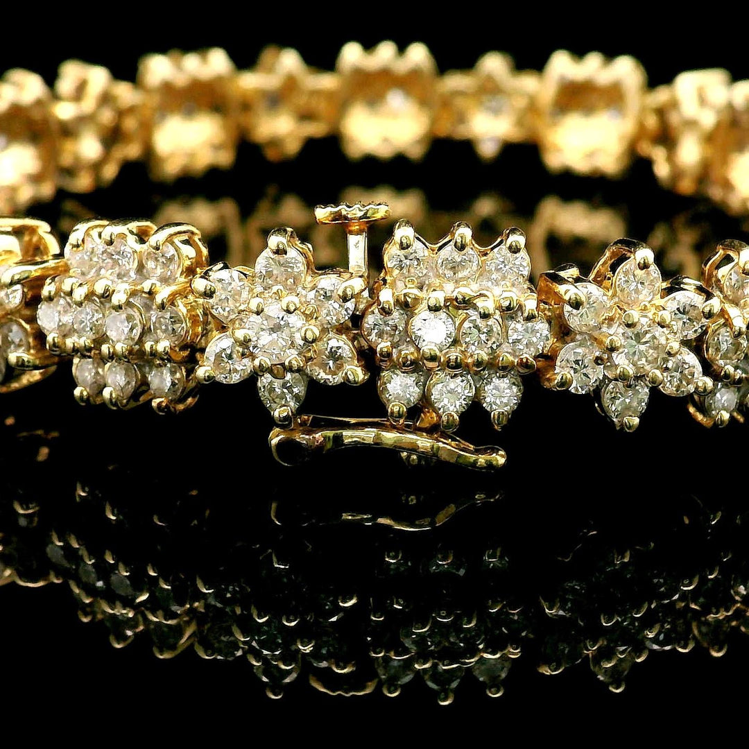 14k Yellow Gold and 5.5cttw Diamond Vintage 25.5g Snowflake Link Bracelet 7"
