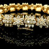 14k Yellow Gold and 5.5cttw Diamond Vintage 25.5g Snowflake Link Bracelet 7"