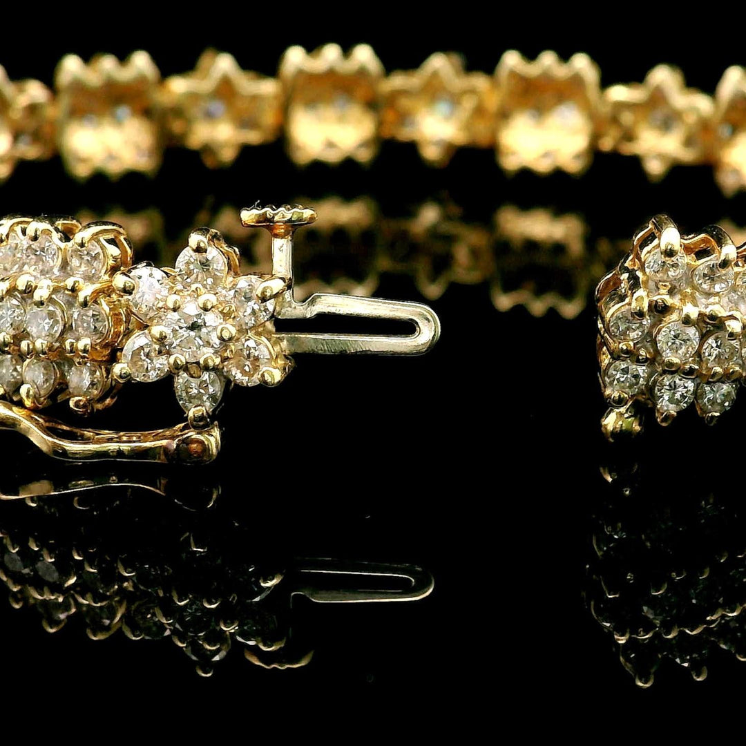 14k Yellow Gold and 5.5cttw Diamond Vintage 25.5g Snowflake Link Bracelet 7"