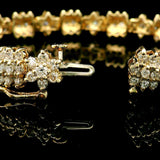 14k Yellow Gold and 5.5cttw Diamond Vintage 25.5g Snowflake Link Bracelet 7"
