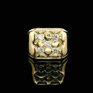 14k Yellow Gold and 0.40cttw Diamond Solid 9g Ring Size 7.5