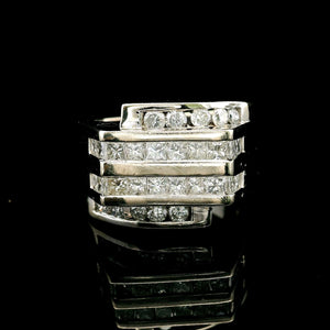 14k White Gold and 2.5cttw Diamond Solid Heavy 14g Ring Size 8
