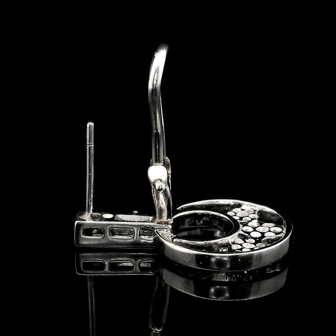 18k White Gold and 1cttw Diamond Fancy Drop Dangle Earrings 1"
