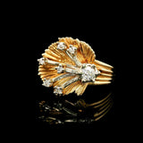 14k Yellow and White Gold 8g Vintage Diamond Floral Ring Size 6