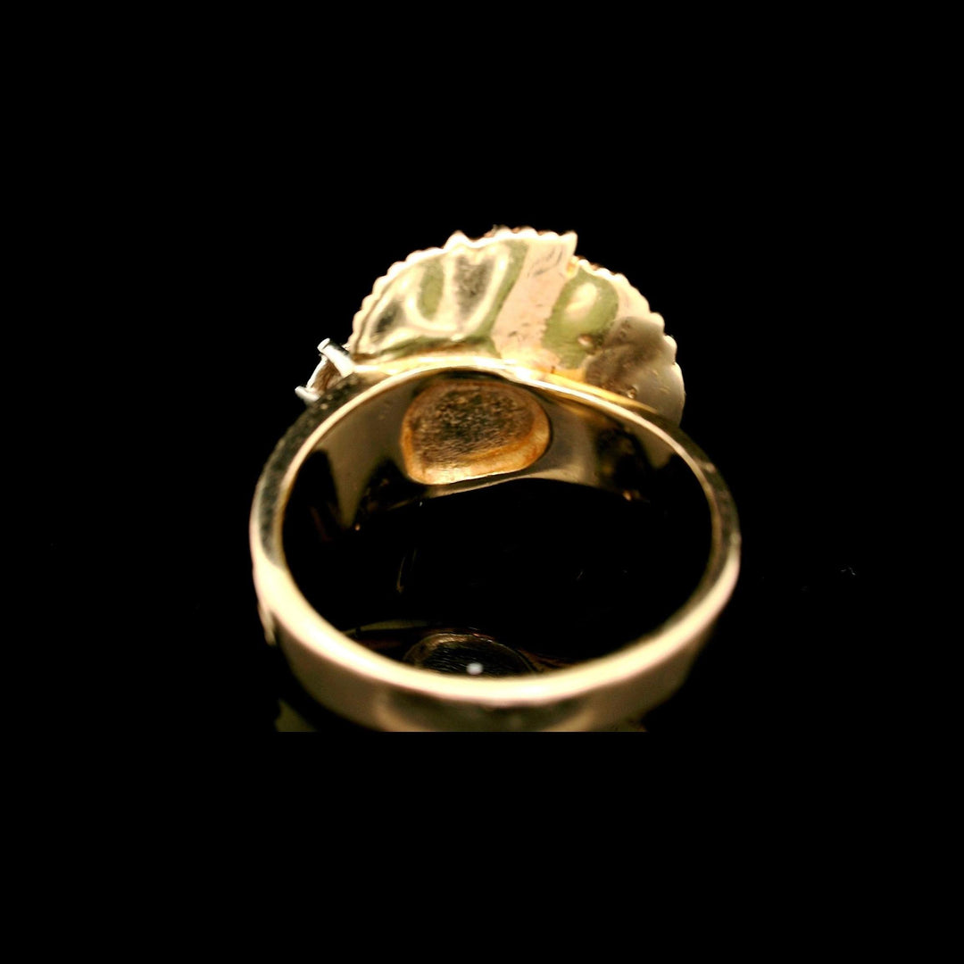14k Yellow and White Gold 8g Vintage Diamond Floral Ring Size 6