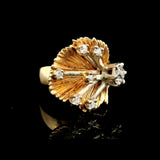 14k Yellow and White Gold 8g Vintage Diamond Floral Ring Size 6