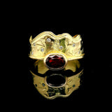 18k Yellow Gold Ruby and Diamond 7.6g Vintage Crown Ring Size 6.25