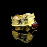 18k Yellow Gold Ruby and Diamond 7.6g Vintage Crown Ring Size 6.25