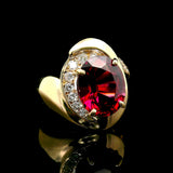 14k Yellow Gold 2.25ct Rubellite Tourmaline and Diamond Ladies Ring Size 5