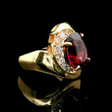 14k Yellow Gold 2.25ct Rubellite Tourmaline and Diamond Ladies Ring Size 5