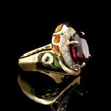 14k Yellow Gold 2.25ct Rubellite Tourmaline and Diamond Ladies Ring Size 5