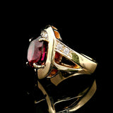14k Yellow Gold 2.25ct Rubellite Tourmaline and Diamond Ladies Ring Size 5