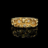 14k Yellow Gold and Diamond Chunky Nugget Ring Size 7